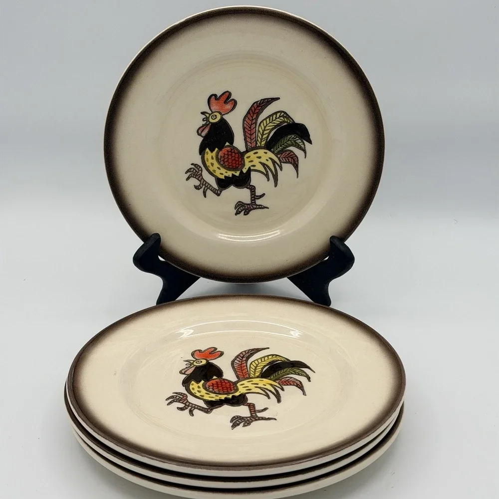 Vintage MCM Metlox Poppytrail Red Rooster 6.5